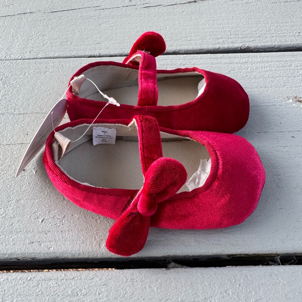 First Impressions Red Velvet Baby Shoes - Picture 6 of 13